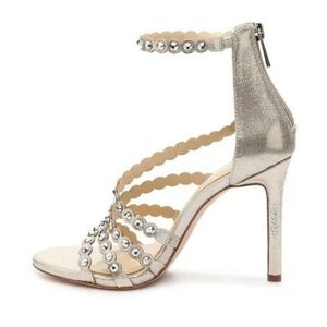 Jessica Simpson Jakkie metallic pewter stud heels